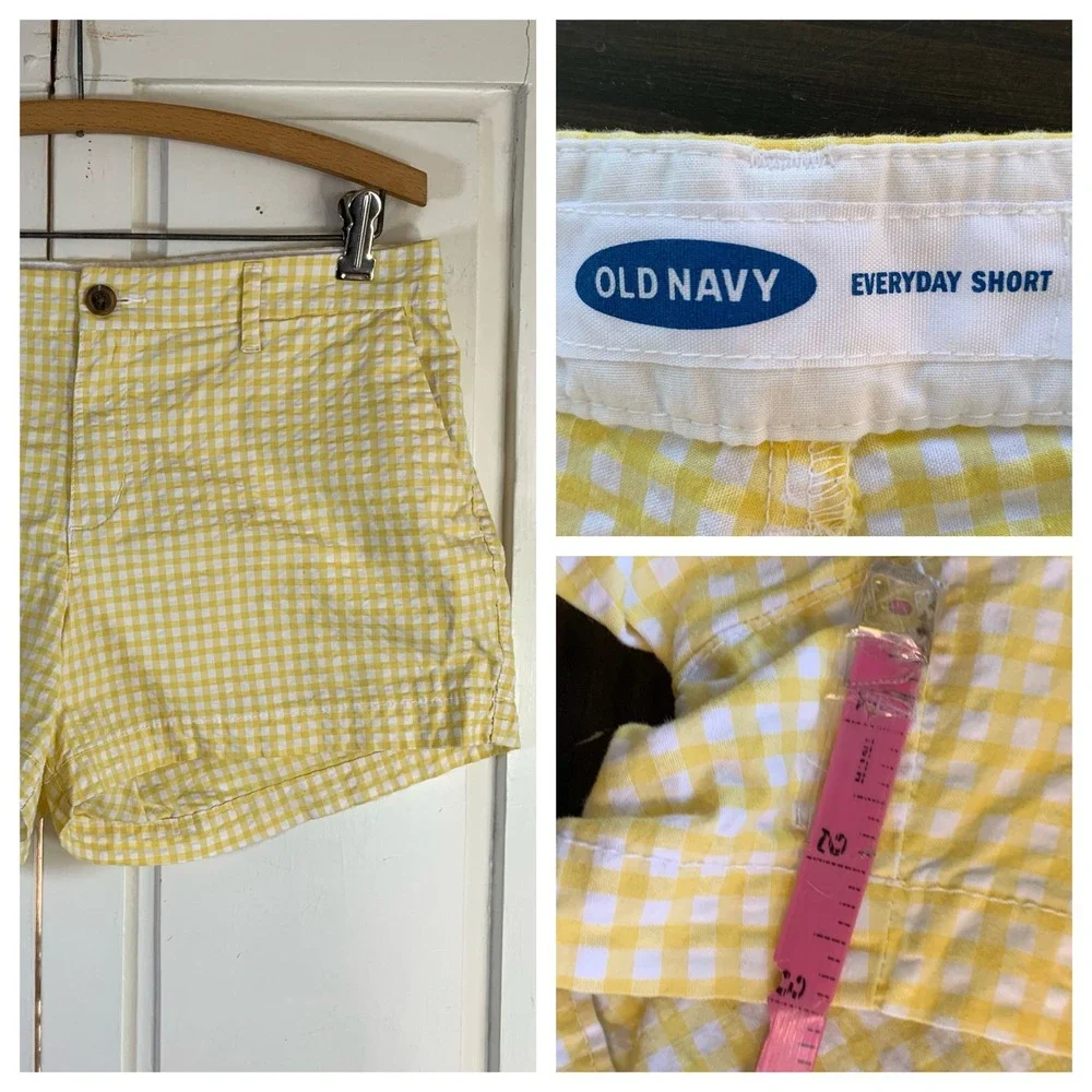 Old Navy Yellow Gingham Seersucker Everyday Shorts Size‎ 8 Women's Preppy Summer